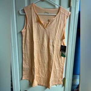 EDDIE BAUER WOMANS GATE CHECK SLEEVELESS SPLIT NECK TUNIC